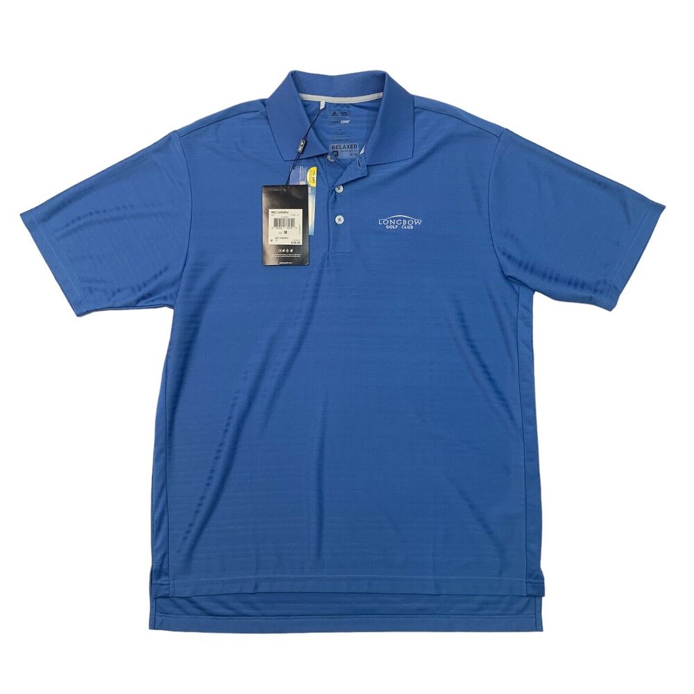 Adidas Polo Shirt Mens M Medium Evening Blue Relaxed Performance Long Bow Golf